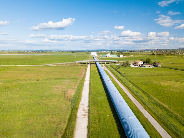Pipeline running through a rural landscape